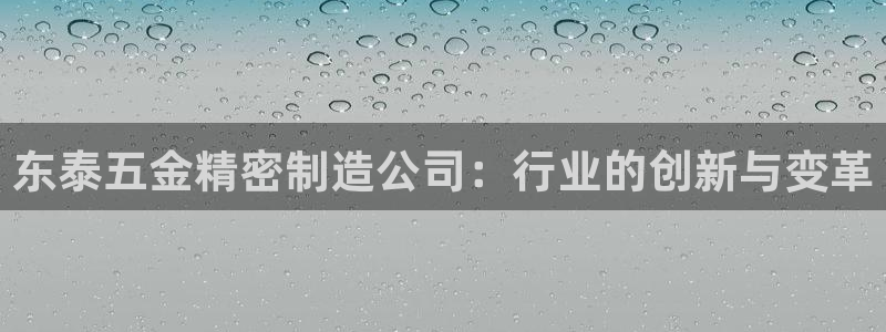 彩神争霸官方下载：东泰五金精密制造公司：行业的创新与变革