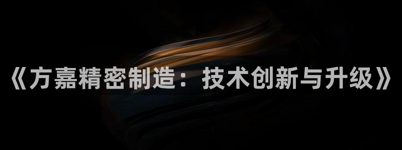 彩神VII购彩中心：《方嘉精密制造：技术创新与升级》
